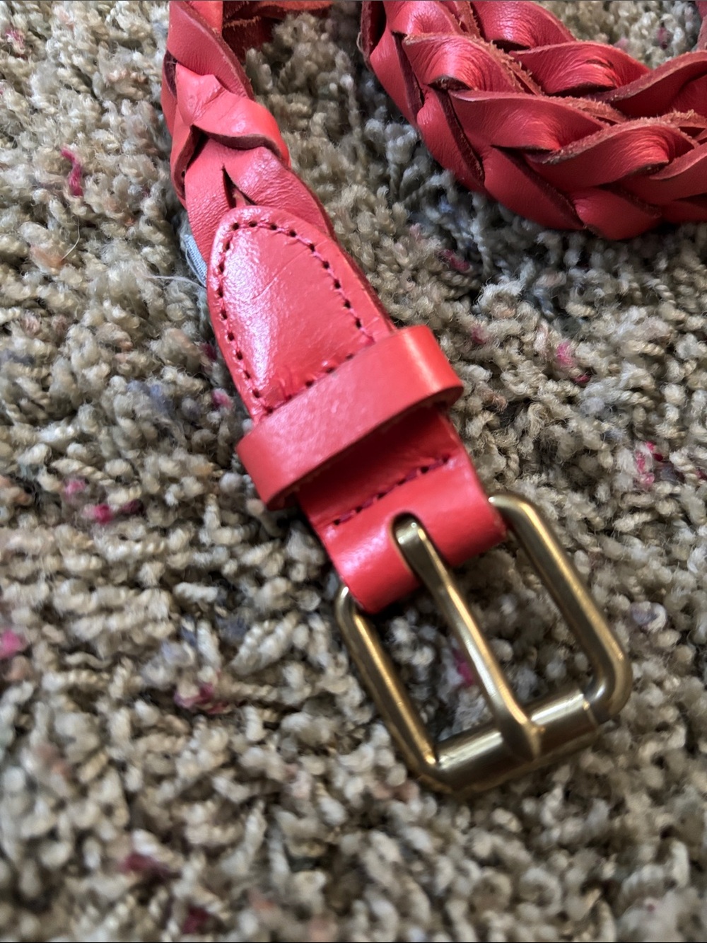 J. Crew Coral/Salmon Pink Braided Genuine Leather Belt - Women's Sz M/L - Picture 2 of 6